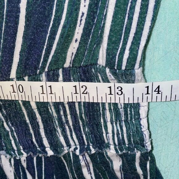 Liz Lange Maternity Dress size M sleeveless blue, green and cream elastic waist - Picture 8 of 10